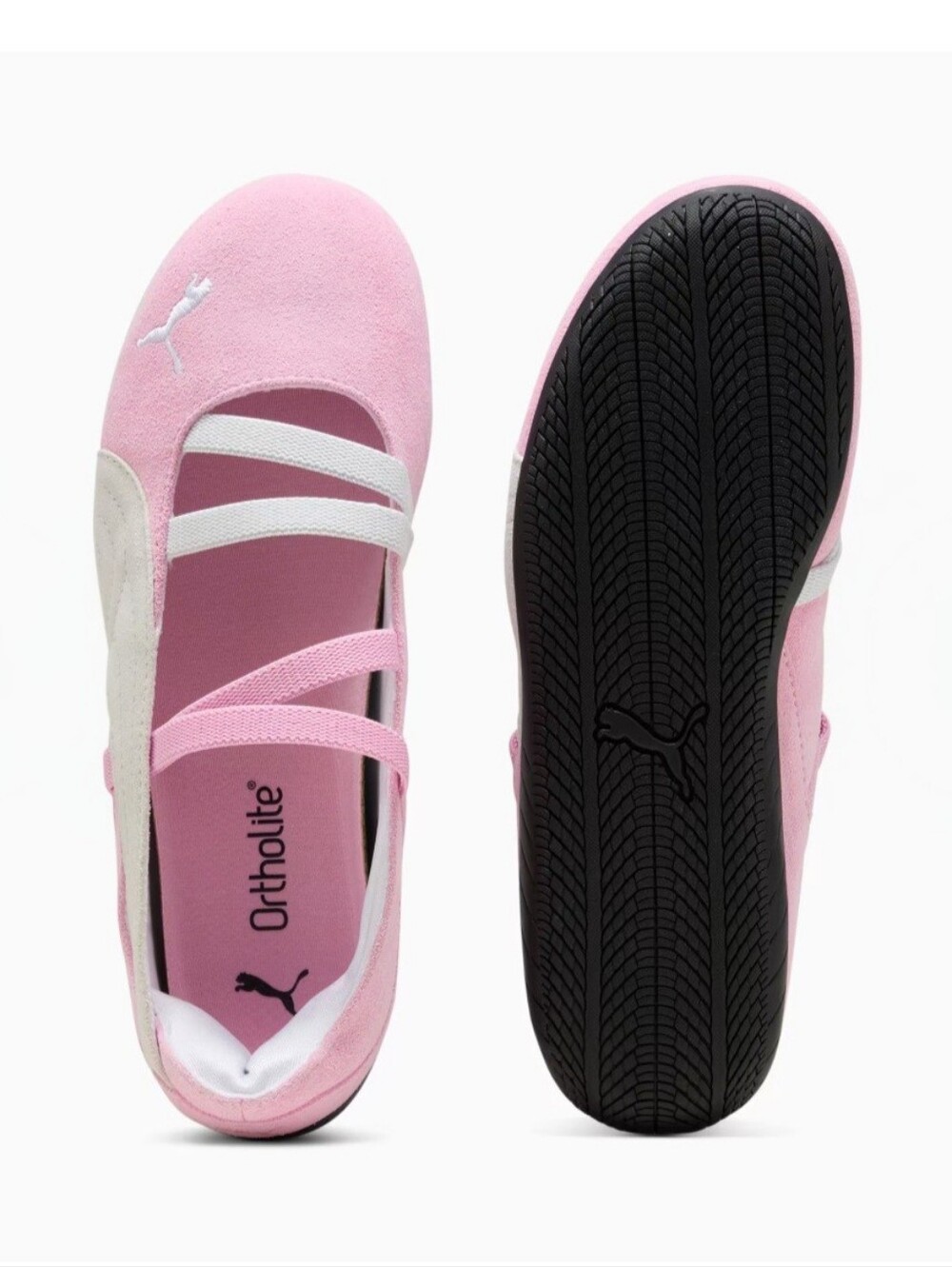Puma Speed Ballet Flats- Pink White Suede - 38 - Picture 2 of 16